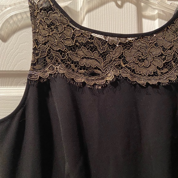 EUC Ann Taylor LOFT Gold and Black Lace Cocktail Dress Women's Size 10 - Picture 4 of 7